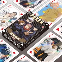 54Pcs Cute Jujutsu Kaisen Playing Cards Cartoon Yuji Itadori & Megumi Fushiguro Cards, Exquisite Poker for Party & Birthday Gift