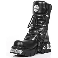 Moda męska oryginalne skórzane buty motocyklowe Goth czaszka Punk nowe unisex kowbojskie buty do połowy łydki metalowe buty bojowe