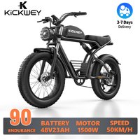 AliExpress kickwey KICKWEY K7 Adult Electric Bicycle 1500W Men's E-Mountain Bike 48V23Ah Battery Electric Bike 20 Inch Fat Tire E-bike