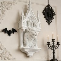Cross-Border Gothic Style Gargoyle Church Shaped Wall Shelf For Dark Style Home Wall Decor Scenario