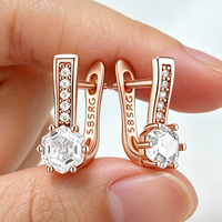 Kinel Simple 585 Rose Gold Color Drop Earrings for Women Fashion Natural Zircon Accessories High Quality Bride Wedding Jewelry