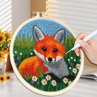 Cute Animal Punch Needle Starter Kits for Beginners Cross Stitch Kit Poking Embroidery Yarn Painting Arts DIY Craft Home Decor