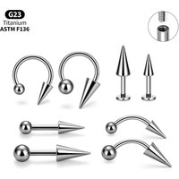 G23 Titanium Spike Ball Horseshoe Labret Stud Eyebrow Piercing ASTM F136 Titanium Circular Barbell Septum Ring Set Women