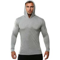 New solid color Fashion Mens Long Sleeve hoodie Cotton Fitness Bodybuilding Slim Fit Sweatshirts Gym Leisure sports T-shirts