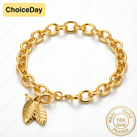 18K Gold Plated Delicate Leaf Bracelet, Fashionable Gift Jewelry for Women, Wedding Party Accessories
