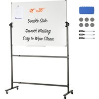 VEVOR Rolling Magnetic Whiteboard Double-Sided Mobile Whiteboard 360° Reversible Adjustable Height Dry Erase Board for School