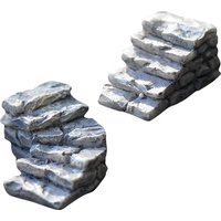 2Pcs Miniature Stairs Straight Curved Resin Ornament Bonsai Landscape Decoration Ornament Steps Stairs Model Garden Model