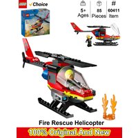 LEGO 60411 City Fire Rescue Helicopter Building Toy - Pretend Play & Learning Toys for Kids-with Firefighter Minifigure ,85PSC