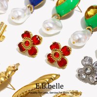 E.B.belle Minimalist Style Rhinestone Round Earring Stainless Steel 18k Gold Plated Easy Matching Women Jewelry Hypoallergenic