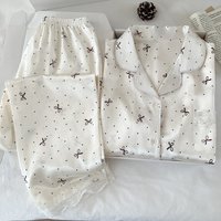 Korean Elegant Girls Pajamas Summer New Short-Sleeved Polka Dot Bow Icy Silk Short-Sleeved Pajamas Suit Home Wear Actual Photos