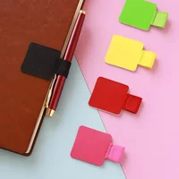 Pencil Clip PU Leather Pen Holder Self Adhesive Elastic Loop Cover Ring for Pencil Books Notebooks Journal Clipboard Stationery
