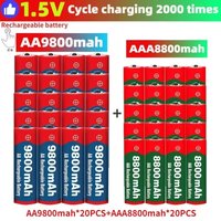 Intelligentes Ladegerät + 1,5-V-Akku mit hoher Kapazität, AA 9800 mAh, AAA 8800 mAh, wiederaufladbare Batterien, Ersatzbatterien für Computer, Wecker, Radio und tragbare elektronische Geräte,