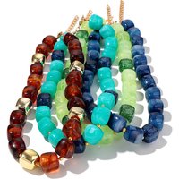 Retro Acrylic Big Square Beaded Choker Necklace for Women Statement Handmade Resin Geometric Chain Collar Trendy Jewelry Gift