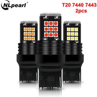 NLpearl 2x T20 7334 Led Brake Light Reverse Light Bulb Fit for Universal Car 3030 24SMD 7440 W21W W21/5W Auto Turn Signal Light