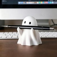3D Printed Ghost Pen Holder Cute Spooky Pencil Rack Desk Storage Ornament Creative Kawaii Office Stationery Stand Halloween Gift