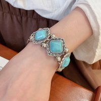 Retro Style Acrylic Bracelet Geometric Rhombus Shaped Elasticity Wristband Fashionable Temperament Woman for Party Jewelry K