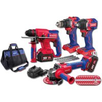 WORKPRO 20V Professional Cordless Power Tool Kit Includes Brushless Impact Drill Rotary Hammer Angle Set Brushless Combo Kit