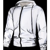 AliExpress NONE Night Cycling Reflective Hooded Jacket Men's Fashion Outdoor Windproof Running Sports Loose Casual Coats Hip-hop Streetwear