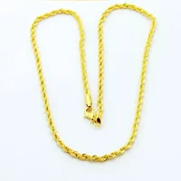 High-quality 18K Gold noble 3MM Twisted Rope Twist Electroplating Necklace for Men Women Wedding streetwear Jewelry fashion Gift