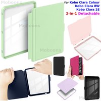 For Kobo Clara Colour/BW/2E 6" Detachable 2-in-1 Case Clear Acrylic Back Wake/Sleep PU Leather Cover Accessories Ebook Funda