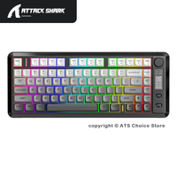 FREEWOLF M75 Wireless Bluetooth Keyboard 82 Keys Dual Mode 2.4G BT PBT Keycaps Smart Display 2000mAh Gaming Keyboard Win Mac