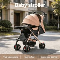 Lightweight Foldable Reversible Baby Stroller - Reclining Seat for Newborns & Infants -Compact Travel Pram with High Seat Design