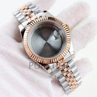 36mm/39mm rose gold sterile watch case jubilee bracelet sapphire glass fit NH35 NH36 movement 28.5mm dial date just watch case