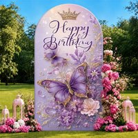 Purple Butterfly Arch Backdrop Cover Party Backdrop Fabric Cover Birthday Party Photo Booth Wall Background Event Decoration