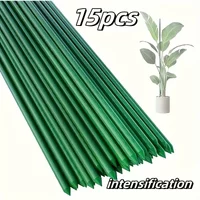 15Pcs 8mm Green Plastic Coated Steel Plant Stakes, Long-Lasting Garden Sticks for Eggplants Melons Flowers Growing