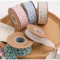 Camellia Relief Flower Wave Ribbon for Gift Wrapping Bouquets Bow Hair Ornaments DIY Crafts Wedding Decoration