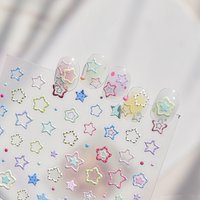 5D Candy Color Nail Decals Macaron Tone Solid Hollow Star Line Polka Dot Gradient Pentagram Self-adhesive Nail Stickers Daily
