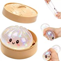 Cute Squeeze Toys Set Simulation Model Crystal Steamed Bun Rainbow Color Bun Butter Sticks Soft Rebound Stress Relief Toys Gifts