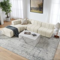 Canapé d'angle modulaire 4 places à compression, modules de canapé détachables librement combinables, unités sans dossier utilisables comme table de rangement temporaire, repose-pieds ou siège