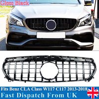 For Mercedes Benz CLA Class W117 C117 CLA250 Cla260 AMG 2013-2019 Gloss Black GT R Style Front Center Mesh Grille Bumper Grill Tuning