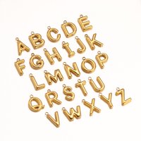 3Pcs Stainless Steel Bubbled Alphabet Letter Charms DIY Jewelry Making Chunky A- Z Initial Letters Pendants DIY Necklace Dangle