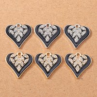 10pcs Delicate Rhinestone Love Heart Charms Pendants for Jewelry Making Earrings Bracelet DIY Necklace Accessories Supplies