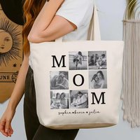 Hangout Canvas Tote Bag Custom Cartoon Mommy Text Print Young Mom Groups Companion Gather Daily Hobby Item Arrangement Gift