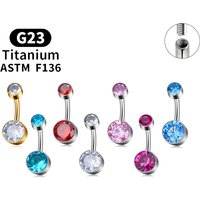 ASTM F136 Titanium Belly Button Rings Round CZ 14G Internally Threaded Navel Rings Belly Bars Women Navel Piercing Body Jewelry