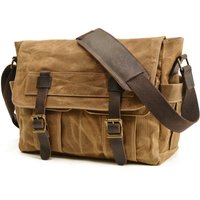 New Wax Canvas Splicing Men's Real-Leather Bag Vintage Men's Single-Shoulder Bag Fashion Computer Messenger Bag for men