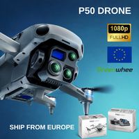 Greenwhee P50 Faltbare Luftbildfotografie-Drohne, Dreifach-Objektiv 1080P HDR UAV mit Hindernisvermeidung, GPS-Automatikrückkehr, Frachtnutzlast-Lieferung, 4,5-Zoll-Bildschirm-Fernbedienung, Tragbarer