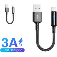 25cm Short Cable USB Type C Cable USB A To Micro USB 3A Fast Charging Cables For Ios Android Mobile Phone Data Charger Wire Cord