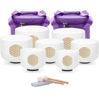 Hye-eun 7-teiliges Kristall-Klangschalen-Set für Yoga, Meditation und Heilung mit Tragetasche