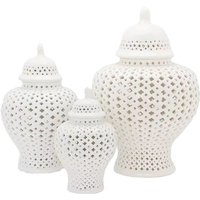 Classical Light Luxury Ceramic Carving Through Hollowing General Jar Home Decoration Living Room Furnishings Storage Home Gift