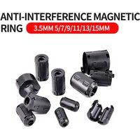3.5/5/7/9/11/13/15mm EMC Ring Core Ferrite Bead Clamp Choke Coil EMI Noise Filter Clip Cable for Black Magnetic Snap-on