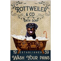 Novelty Metal Tin Sign ;, Bathroom Decor Rottweilers Dog Bath Soap Home Wall Decor Birthday Gift Garden Yard Signs-aluminum