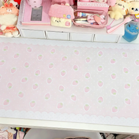 Strawberry Polka Dot Pink Lace Mousepad Korean Ins Style XXL Mouse Pad Large Leather Aesthetic Decoration Deskpad Rug Desk Mat