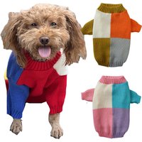 Fashion Color Collision Cat Dog Sweater Round Neck Pet Pullover for Small Dogs Spring Autumn Pet Clothes sueter para perro