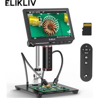 Elikliv EM4K-AF 4K Digitalmikroskop mit Autofokus 2000x 8" HDMI Löt-Mikroskop für Elektronikreparaturen mit 10" Ständer