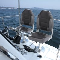 2 Pack Folding Boat Seats, High Back Jon Boat Seat, Bass Boat Seat with Thickened Sponge Padding, Hinge & Fold-Down Design for F