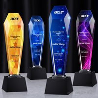Customized High-end Color Printing Crystal Trophy, Creative Lettering Excellent Staff Team, annual Meeting Award Decoration, 1Pc